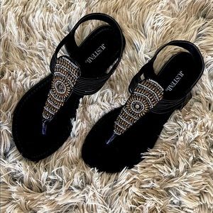 Boho Beaded Thong Sandals 6.5-7 Never Worn